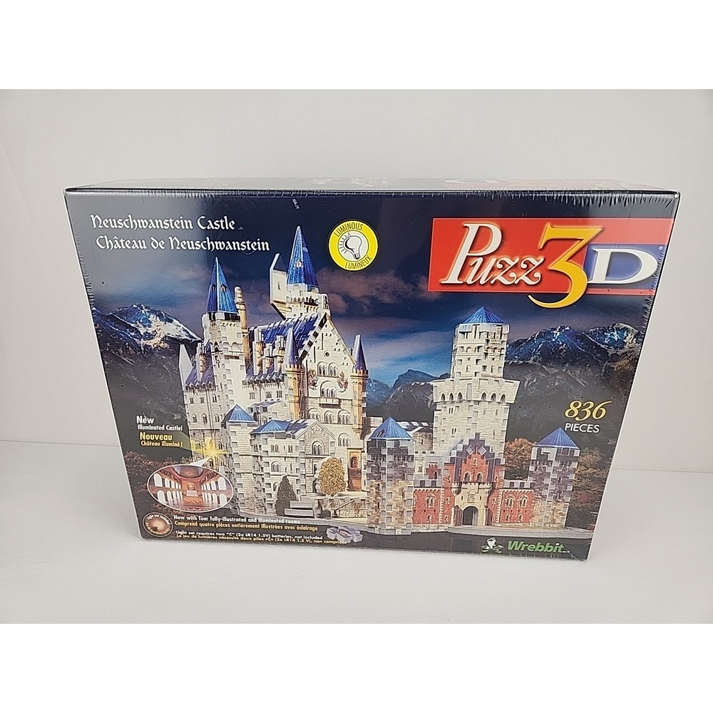 Wrebbit 3D Puzzle Castle Neuschwanstein 836 pieces illuminated Sealed